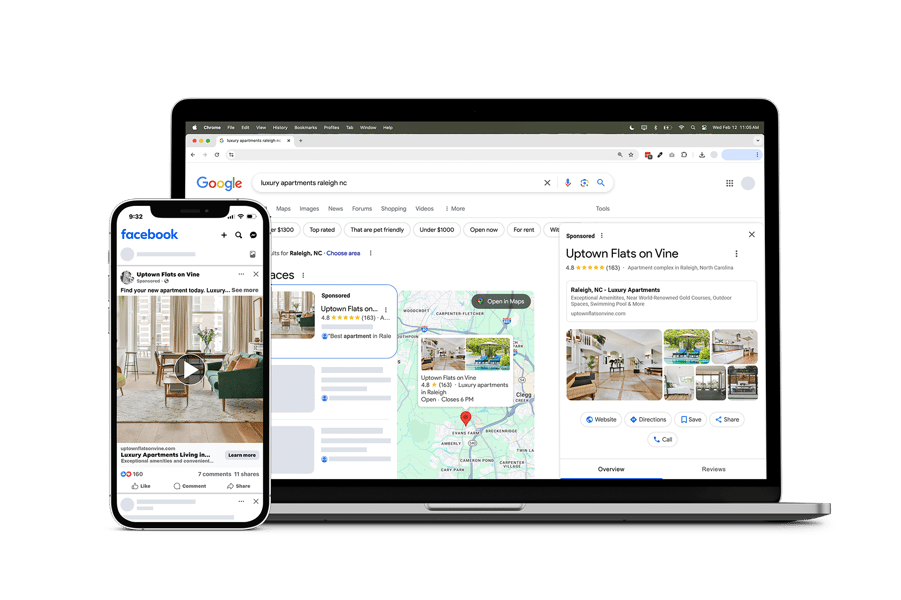 Examples of Digital Advertisements for Apartments on Google and Facebook | RentVision